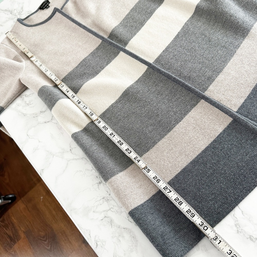 Talbots 100% Merino Wool Neutral Stripe Open Front Cardigan Swearer Size Small - Picture 11 of 13